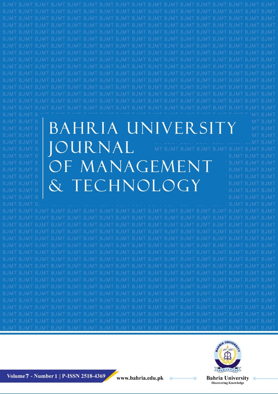 					View Vol. 7 No. 1 (2024): BAHRIA UNIVERSITY Journal of Management and Technology (BJMT)
				